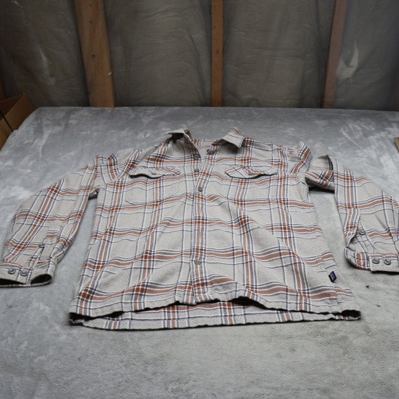 Patagonia Other - Patagonia Shirt Mens Medium Brown Plaid Long Sleeve Fjord Flannel Organic Cotton